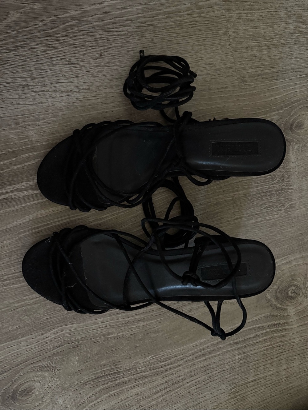 Forever 21 Black Lace-Up Strappy Heeled Sandals